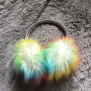 Fuzzy rainbow earmuffs